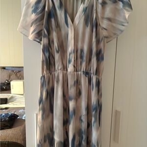 H&M Stylish Blue and Cream Midi Dress